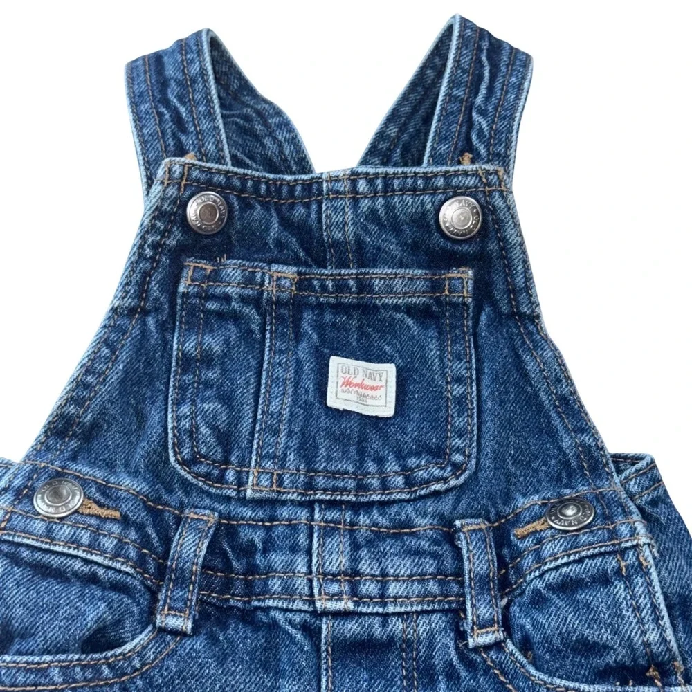 Old Navy‎ Workwear Baby 100% Cotton Denim Overalls Unisex BUNDLE 6-12M & 12-18M